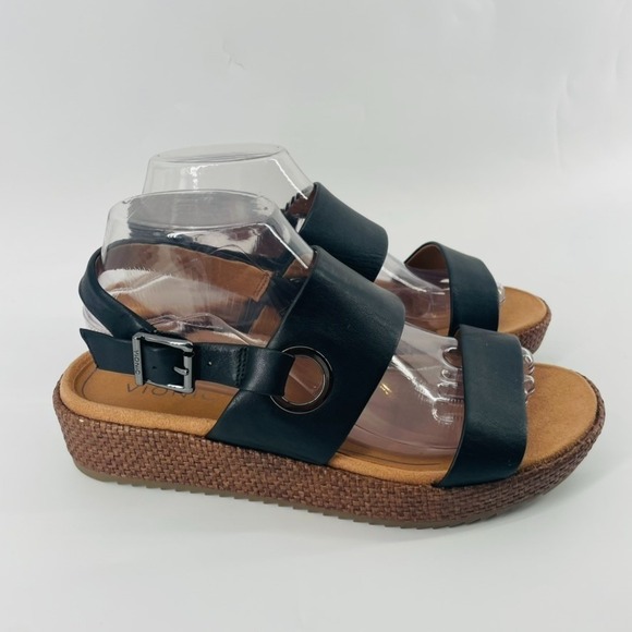 Vionic Sandals – Size 8.5 WIDE Women's Louise Raffia Black Leather Platform NEW - Picture 3 of 12